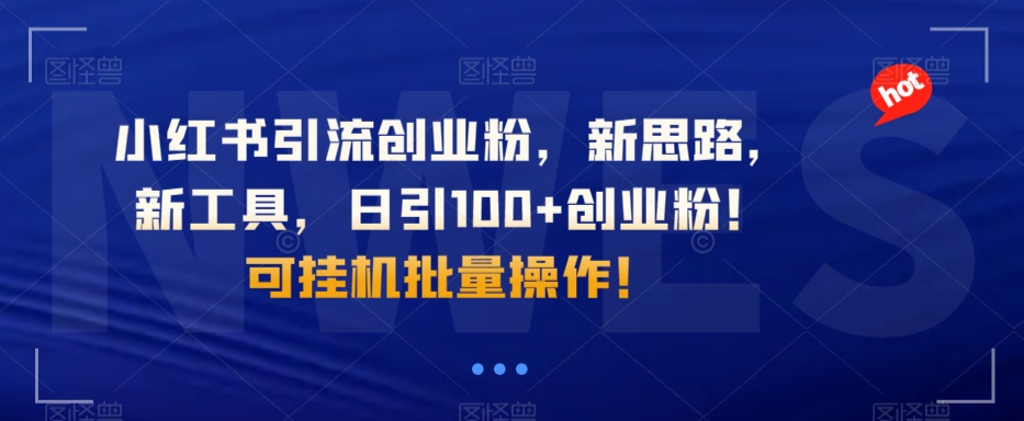 小红书引流自主创业粉，新理念，工具，日引100 自主创业粉！可放置挂机批量处理！