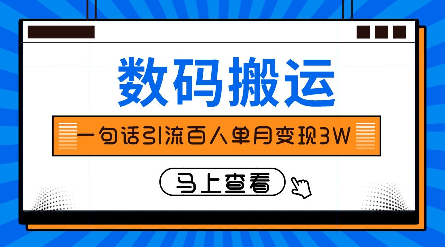 （8129期）只靠一句话引流方法千人转现3万？-暖阳网-优质付费教程和创业项目大全