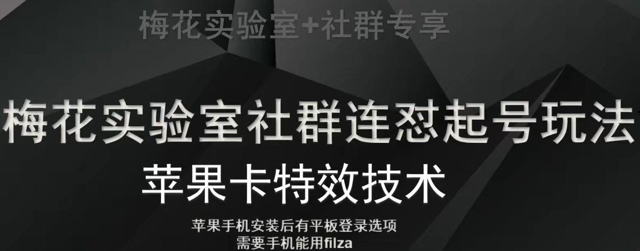 梅花实验室社群视频号连怼起号玩法，最新苹果卡特效技术