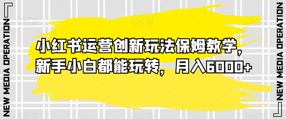 小红书运营创新玩法保姆教学，新手小白都能玩转，月入6000+【揭秘】