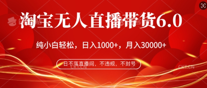 淘宝网没有人直播卖货6.0，不违规，防封号，纯小白快速上手，月入了万