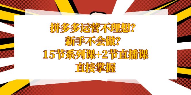 拼多多运营不太理想？初学者做不来？15节系列产品课 2节视频课堂懂得立即把握