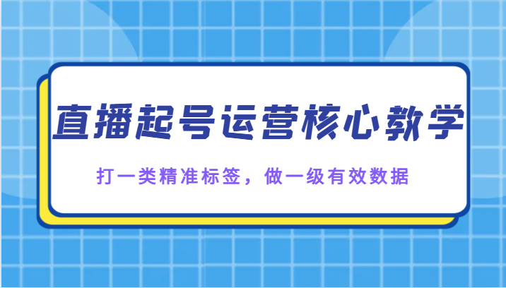 直播间养号运营核心课堂教学，打一类精确标识，做一级有效数据-暖阳网-优质付费教程和创业项目大全