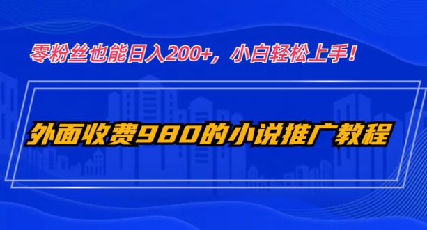 外面收费980的小说推广教程：零粉丝也能日入200+，小白轻松上手！-暖阳网-优质付费教程和创业项目大全