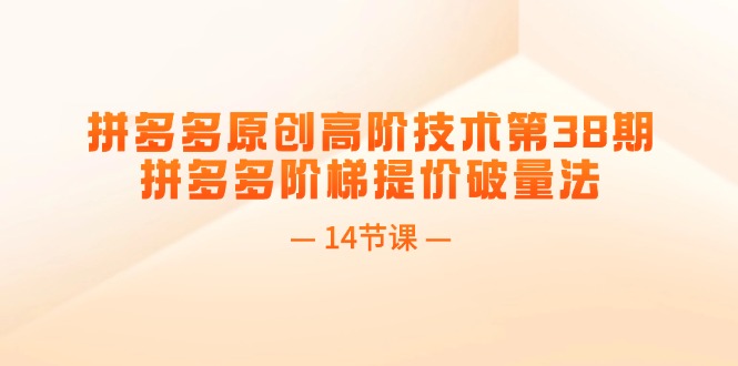 （11704期）拼多多平台原创设计高级技术性第38期，拼多多平台台阶涨价破量法（14堂课）