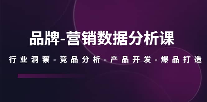 品牌-营销数据分析课，行业洞察-竞品分析-产品开发-爆品打造