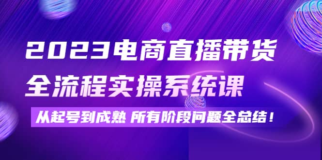 2023电商直播带货全流程实操系统课：从起号到成熟所有阶段问题全总结