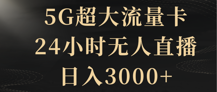 （8304期）5G超大流量卡，24钟头无人直播，日赚3000