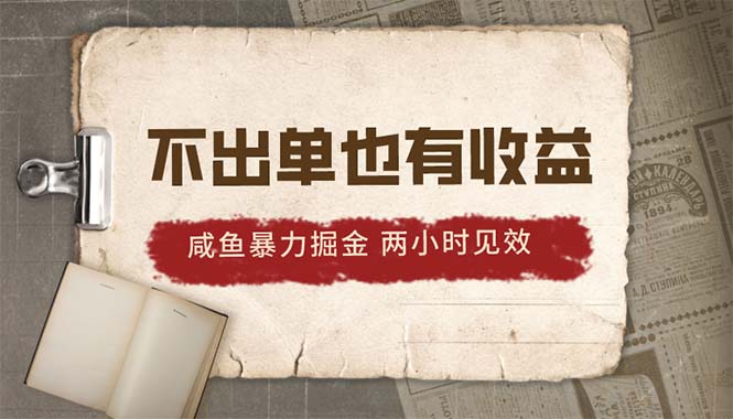 （10562期）2024闲鱼暴力行为掘金队，出不来单也有收入，两个小时奏效，当日提升500