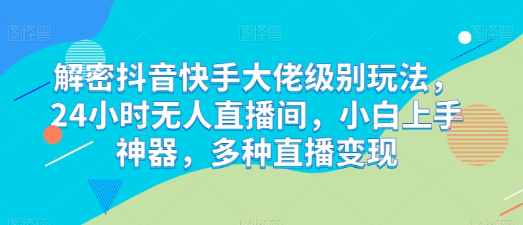 破译抖音和快手巨头等级游戏玩法，24个小时没有人直播房间，新手入门软件，多种多样引流变现【揭密】