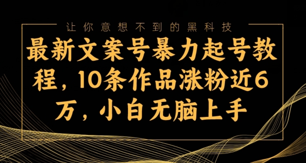 最新文案号暴力起号教程，10条作品涨粉近6万，小白无脑上手