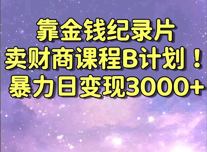 （8944期）靠钱财纪实片卖财商课程B方案！暴力行为日转现3000 ，喂食式干货知识实例教程！