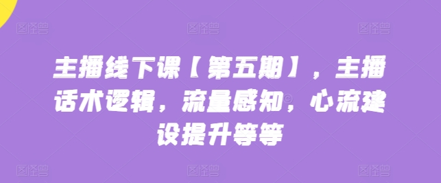 网络主播面授课【第五期】，主播话术逻辑性，总流量认知，心流基本建设提高等