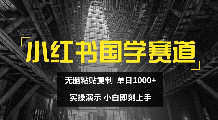 小红书的国学经典跑道，没脑子粘贴复制，单日1K，实际操作演试，新手立刻入门【揭密】