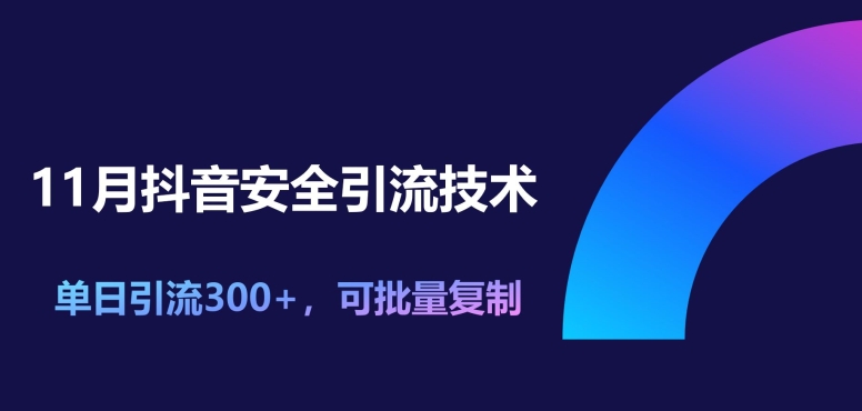 11月抖音安全引流技术，单日引流方法300 ，可快速复制