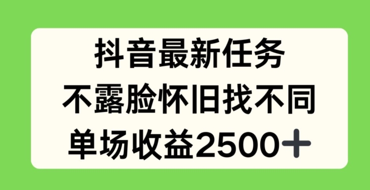 抖音最新每日任务，不露脸复古找不同游戏，场均盈利2.5k【揭密】