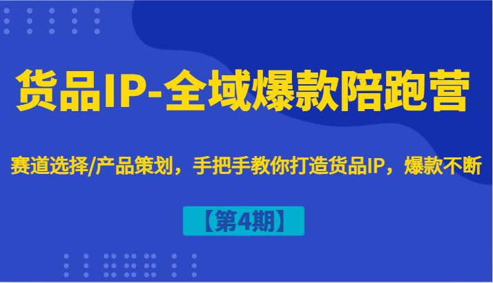 货物IP-示范区爆品陪跑营【第4期】跑道挑选/产品规划，教你如何打造出货物IP，爆品持续