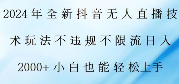 2024年全新抖音无人直播技术玩法，日入2k，小白也能轻松上手