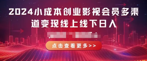 2024低成本创业视频会员多种渠道转现线上与线下，每天都会有盈利