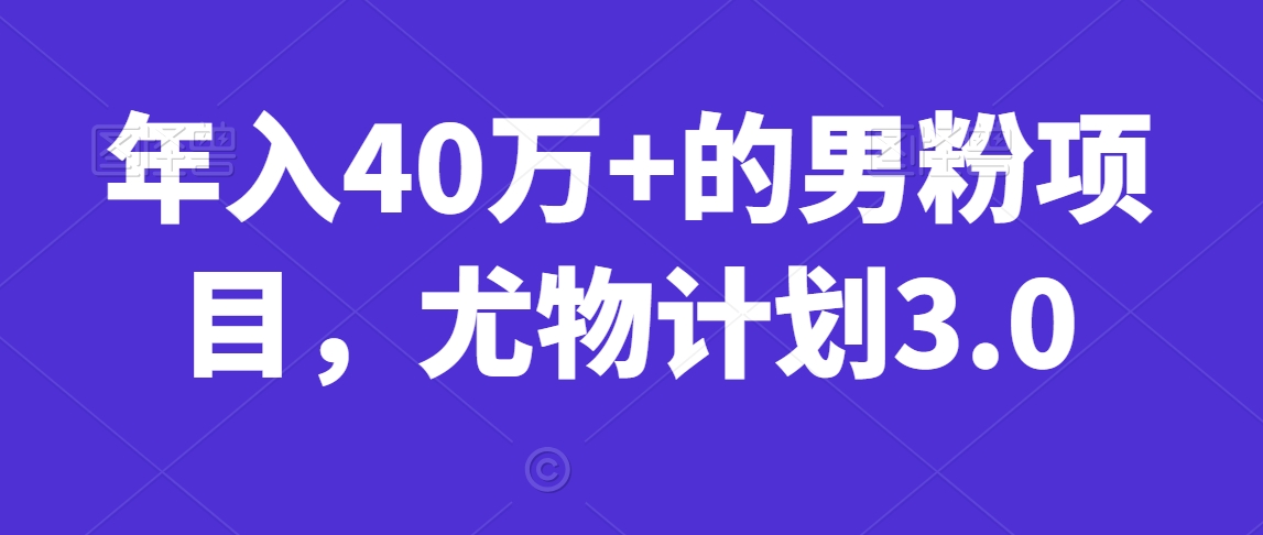 年入40万+的男粉项目，尤物计划3.0