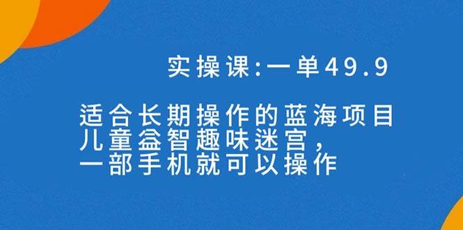 一单49.9长期蓝海项目，儿童益智趣味迷宫，一部