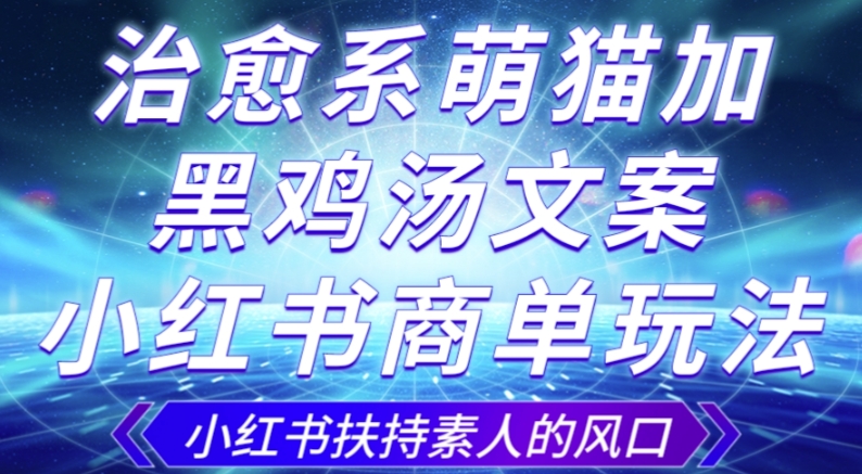 治愈系动漫萌猫加 黑鸡汤文案，小红书的商单游戏玩法，3~10天涨到1000粉，一单200上下