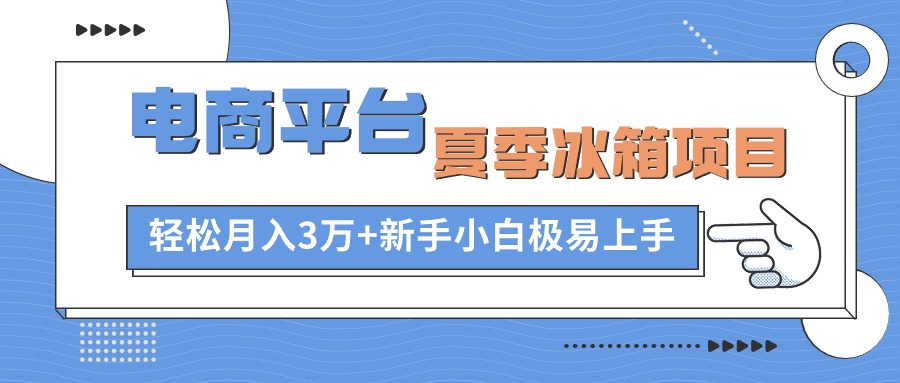 电子商务平台电冰箱新项目，新项目成本低，0成本支出，新手快速上手