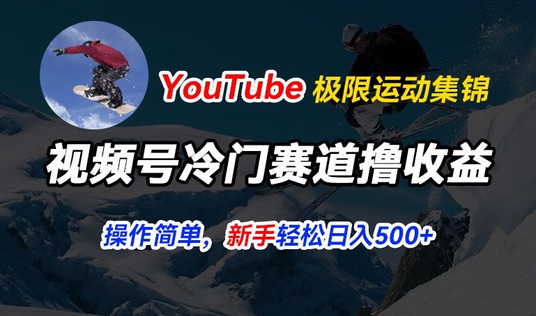 微信视频号小众跑道撸盈利，YouTube运送滑雪运动合集，暴力行为养号，使用方便总流量高，轻轻松松日入5张【揭密】