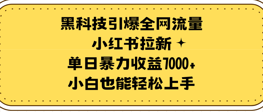 （9679期）高科技点爆各大网站总流量小红书的引流，单日暴力行为盈利7000 ，新手也可以快速上手