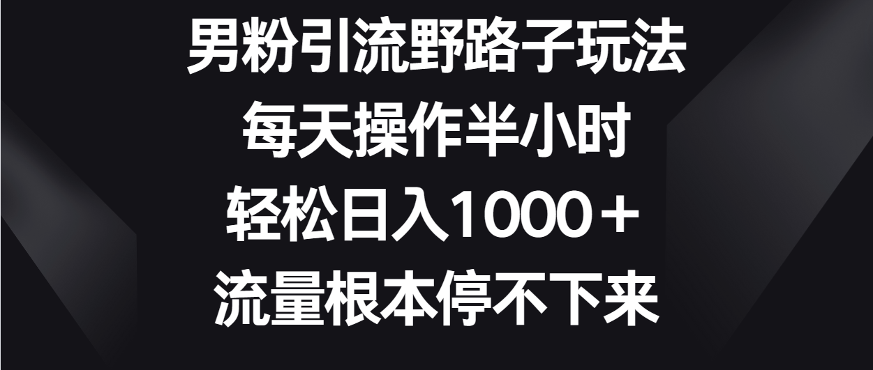 粉丝引流方法歪门邪道游戏玩法，每日实际操作三十分钟轻轻松松日入1000＋，总流量停不下来