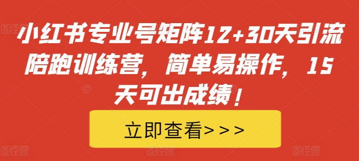 小红书的技术专业号引流矩阵12 30天引流方法陪跑夏令营，简单易操作，15天能取得好成绩!