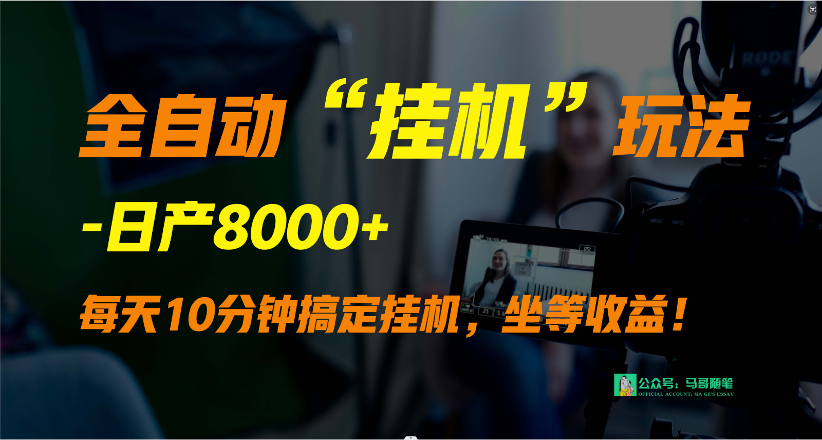 外边卖1980的自动“放置挂机”游戏玩法，完成睡后收入，日产8000