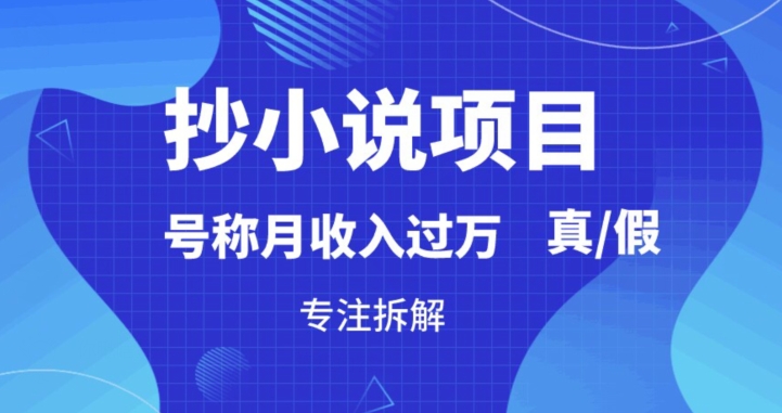 “抄小说”真的赚钱吗，到底能不能做，暴力拆解