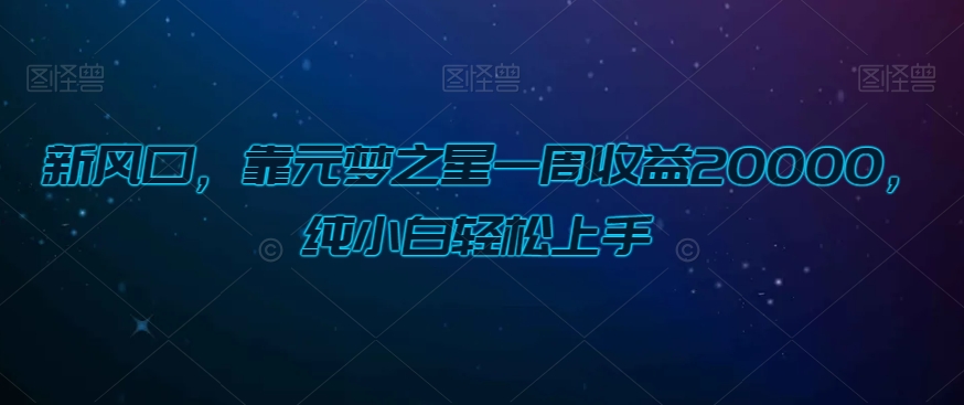 新风口，靠元梦之星一周收益20000，纯小白轻松上手