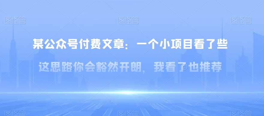 某公众号付费文章：一?小个?项目看了?些这?思?你路?会?然豁?开朗，我?了看?也推荐-暖阳网-优质付费教程和创业项目大全