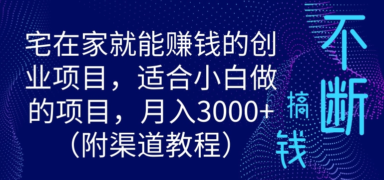 宅在家就能赚钱的创业项目，适合小白做的项目，月入3000