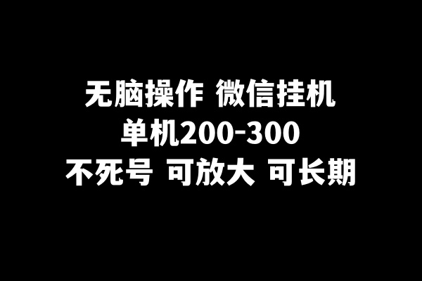 没脑子实际操作微信挂机单机版200-300一天，不死号，可变大-暖阳网-优质付费教程和创业项目大全