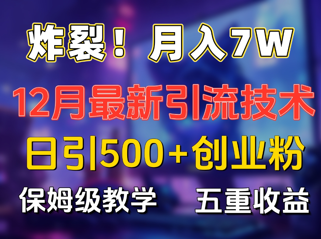 炸裂！月入7W+揭秘12月最新日引流500+精准创业粉，多重收益保姆级教学