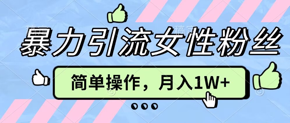 操作“零难度”小众项目，疯狂引流女性粉丝，月入轻松破 1W+