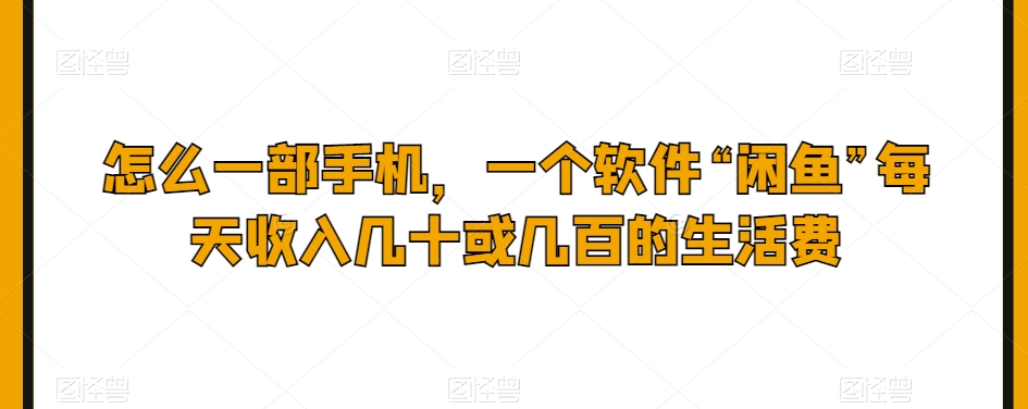 怎么一部手机，一个软件“闲鱼”每天收入几十或几百的生活费-暖阳网-优质付费教程和创业项目大全