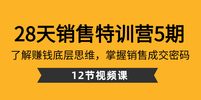 （8659期）28天·市场销售夏令营5期：掌握挣钱思维模式，把握销售成交登陆密码（12堂课）