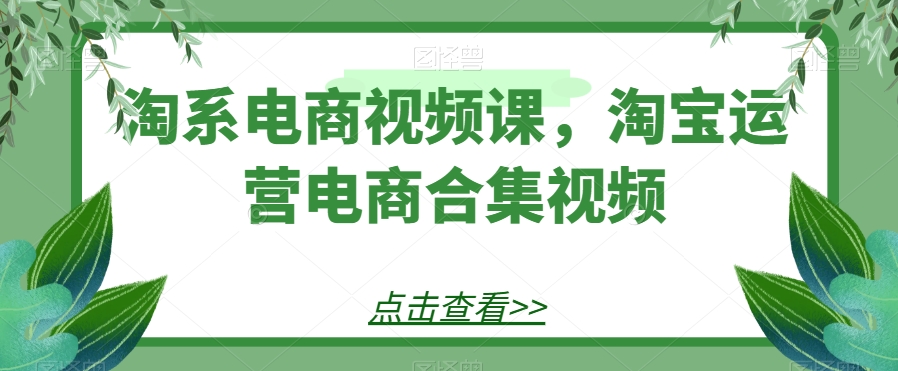 淘宝电商视频课，淘宝店铺运营电子商务合集视频