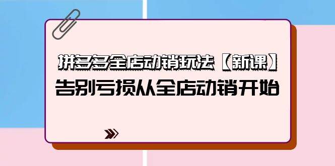 拼多多全店动销玩法【新课】，告别亏损从全店动销开始（4节视频课）