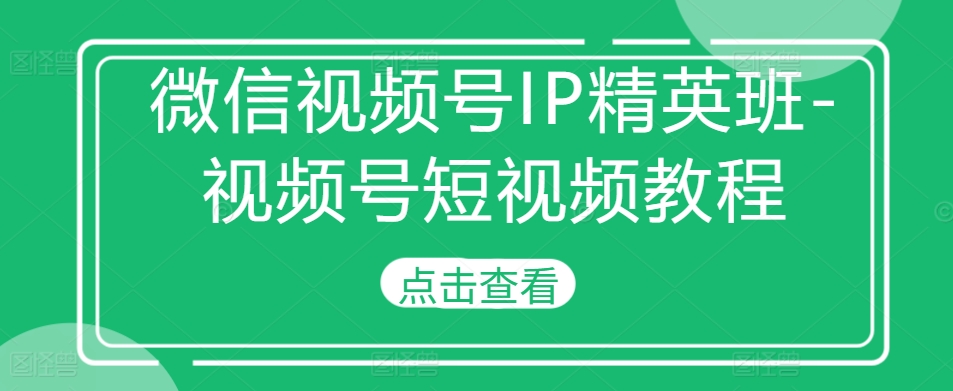 视频号IP精英班-微信视频号短视频教程