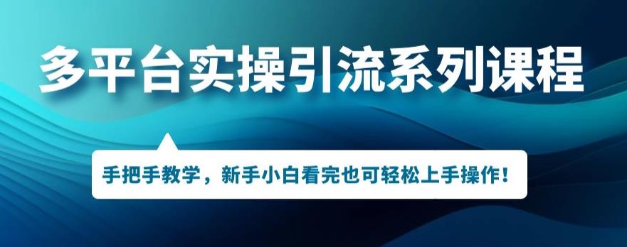 多平台推广实际操作主题课程，新手入门看了也可以快速上手开展引流方法实际操作