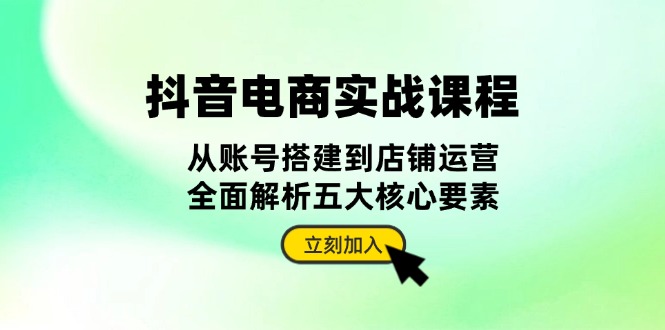 （13350期）抖音视频 电子商务实战演练课程内容：从账户构建到店铺管理，深度剖析五大核心因素