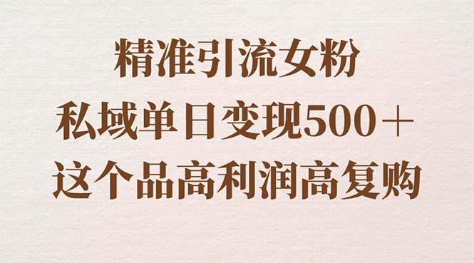 （8742期）精准引流方法女友粉，公域单日转现500＋，高成本低回购，家庭保姆级实际操作软件教程