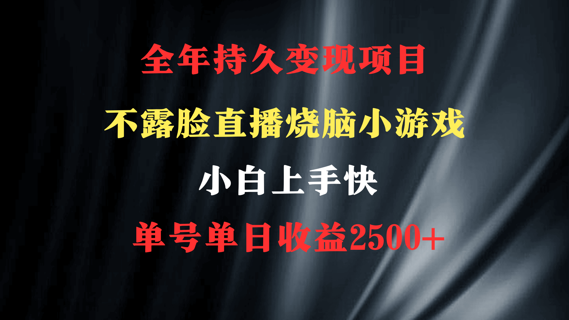 （9168期）2024年 最佳新项目，烧脑小游戏不露脸直播  新手易上手 零门槛 一天盈利2500