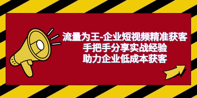 流量为王-企业 短视频精准获客，手把手分享实战经验，助力企业低成本获客