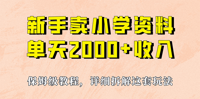 我如何通过卖小学资料，实现单天2000+，实操项目，保姆级教程+资料+工具